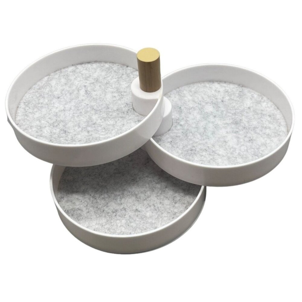 The2bandits tiered catchall tray 3 sections cloth bottom plastic white READ